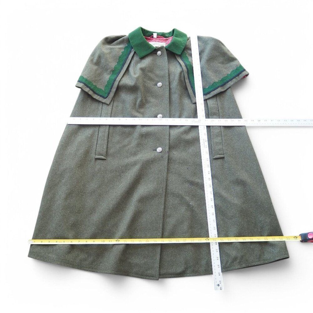 Salzburger‎ Trachten und Dirndl Wenger Vintage Bavarian Wool Cape Olive Green 38 - Picture 6 of 9